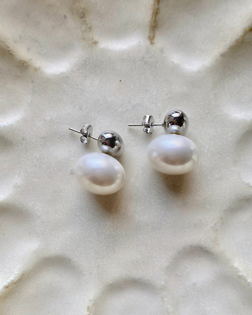 Silver-Tone Pearl Earrings