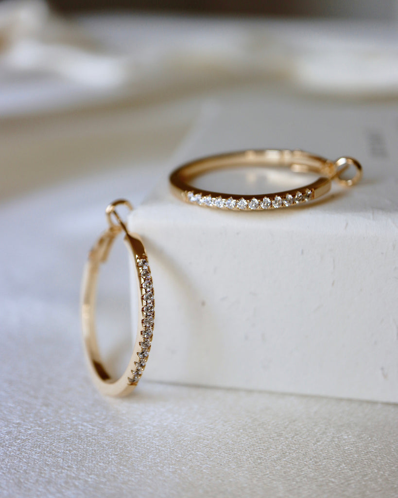 Large Gold Crystal Hoops