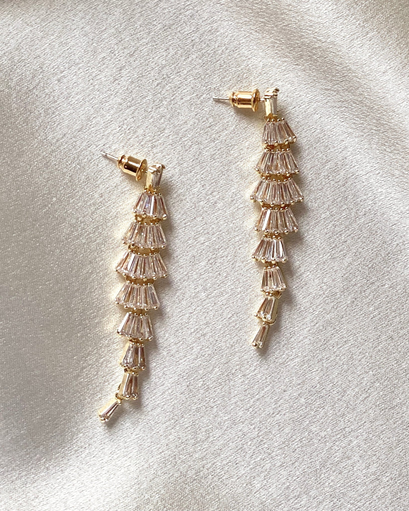 Crystal Fringe Earrings - Gold